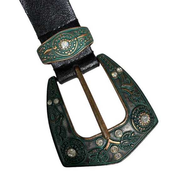 Steve Madden Western Embellished Black Leather Belt Medium Stud Rodeo Bling - Picture 4 of 7